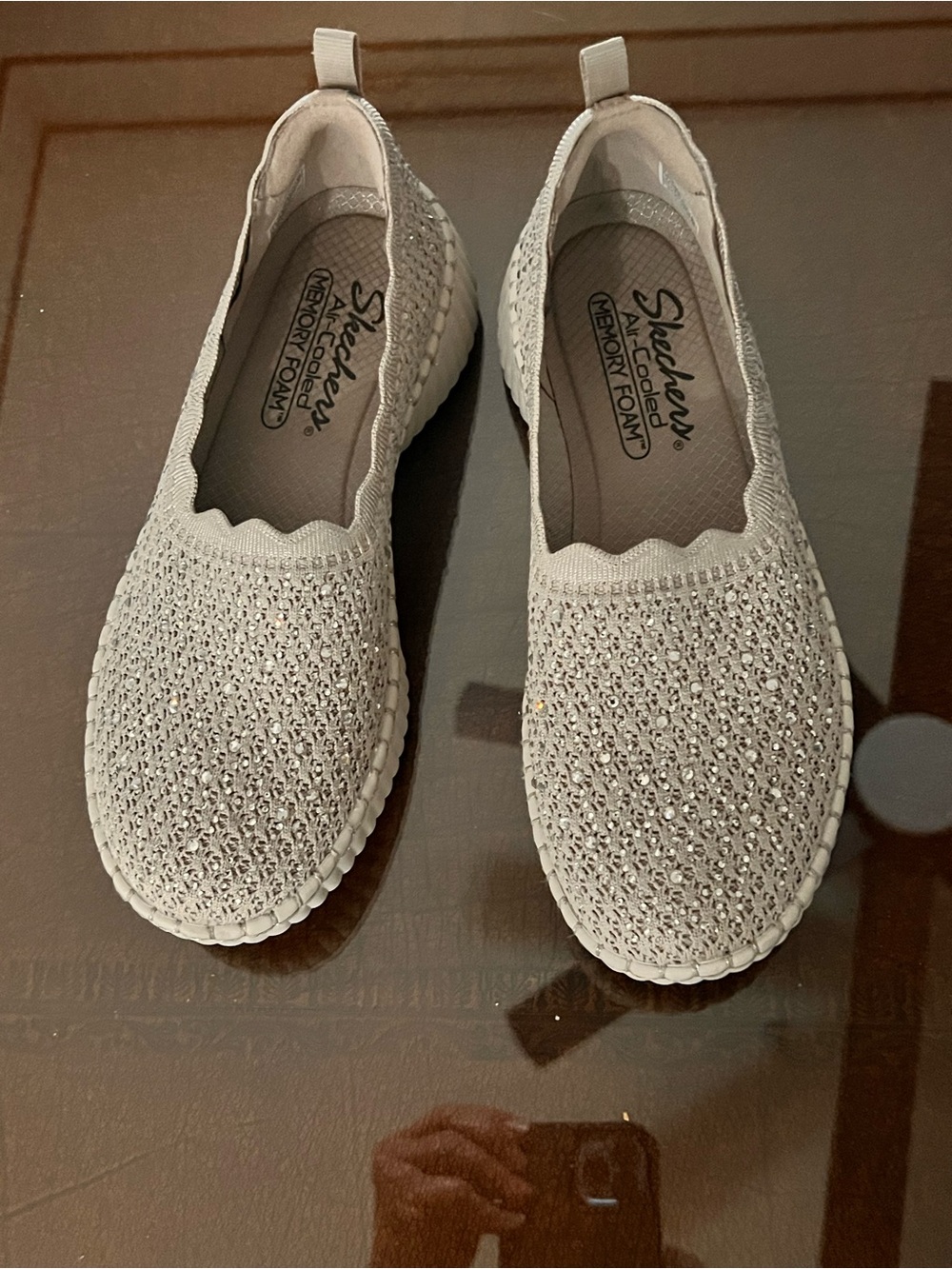 Skechers Slip-On Sneakers in Light Gray with White Sole